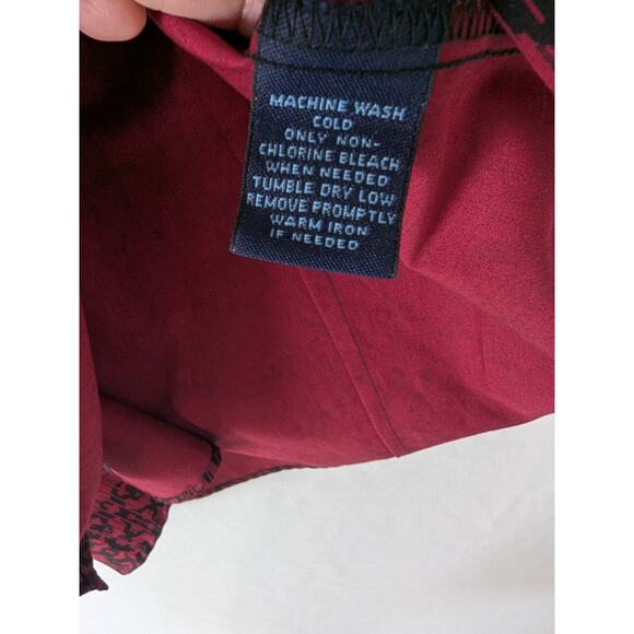 Westbound Womens Dark Red Wrinkle Free Button Up Shirt Size 18 Geometric Print - Picture 5 of 8